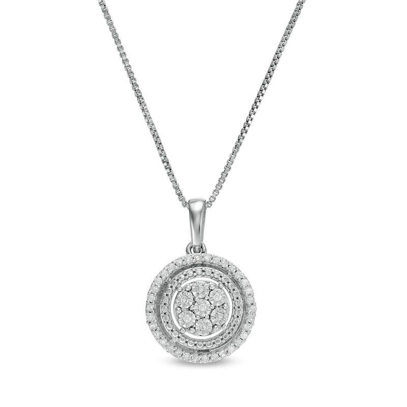 Main Image 1 of 1/6 CT. T.W. Composite Diamond Double Frame Pendant in Sterling Silver