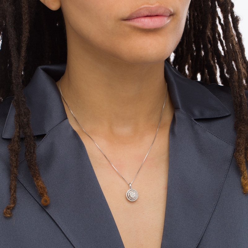 Main Image 2 of 1/6 CT. T.W. Composite Diamond Double Frame Pendant in Sterling Silver