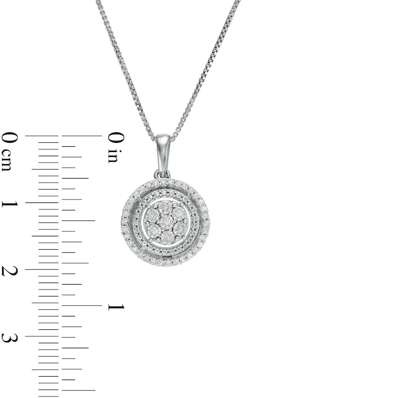 Main Image 3 of 1/6 CT. T.W. Composite Diamond Double Frame Pendant in Sterling Silver