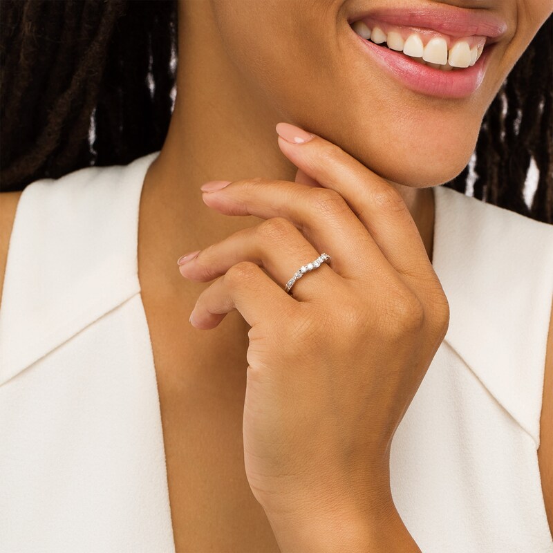 Main Image 2 of 3/8 CT. T.W. Diamond Twist Shank Contour Band in 14K White Gold