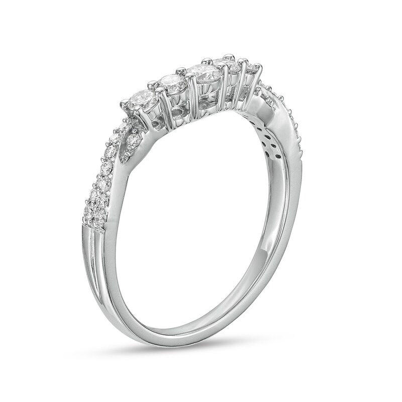Main Image 3 of 3/8 CT. T.W. Diamond Twist Shank Contour Band in 14K White Gold