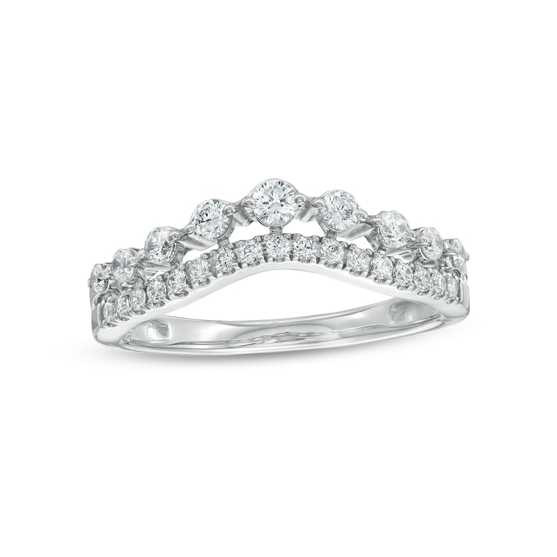 1/2 CT. T.W. Diamond Contour Double Row Anniversary Band in 14K White Gold