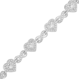 1/4 CT. T.W. Diamond Alternating Heart Infinity Link Bracelet in Sterling Silver – 7.5&quot;