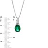 Thumbnail Image 3 of Oval Lab-Created Emerald with Baguette and Round White Lab-Created Sapphire Drop Pendant and Ring Set in Sterling Silver