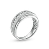 Thumbnail Image 2 of Men's 1/2 CT. T.W. Diamond Five Stone Beveled Edge Wedding Band in 10K White Gold