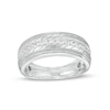Thumbnail Image 0 of 1/2 CT. T.W. Diamond Slant Grooved Vintage-Style Wedding Band in 10K White Gold - Size 10
