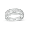 Thumbnail Image 1 of 1/2 CT. T.W. Diamond Slant Grooved Vintage-Style Wedding Band in 10K White Gold - Size 10