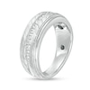 Thumbnail Image 1 of 1/2 CT. T.W. Diamond Slant Grooved Vintage-Style Wedding Band in 10K White Gold - Size 10