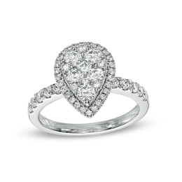 1-1/4 CT. T.W. Composite Pear Diamond Frame Engagement Ring in 14K White Gold