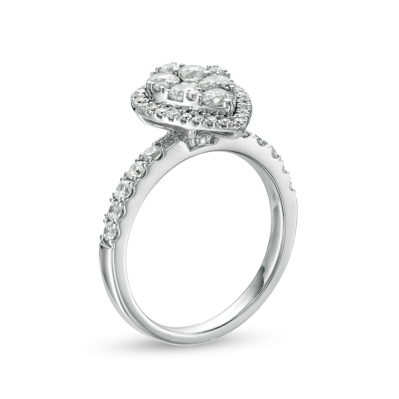 Main Image 3 of 1-1/4 CT. T.W. Composite Pear Diamond Frame Engagement Ring in 14K White Gold