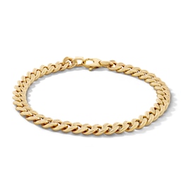 Made in Italy 7mm Reversible Curb Chain in Hollow 10K Gold – 8.5"