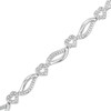 Thumbnail Image 1 of Diamond Accent Alternating Heart Wave Link Bracelet in Sterling Silver – 7.5"