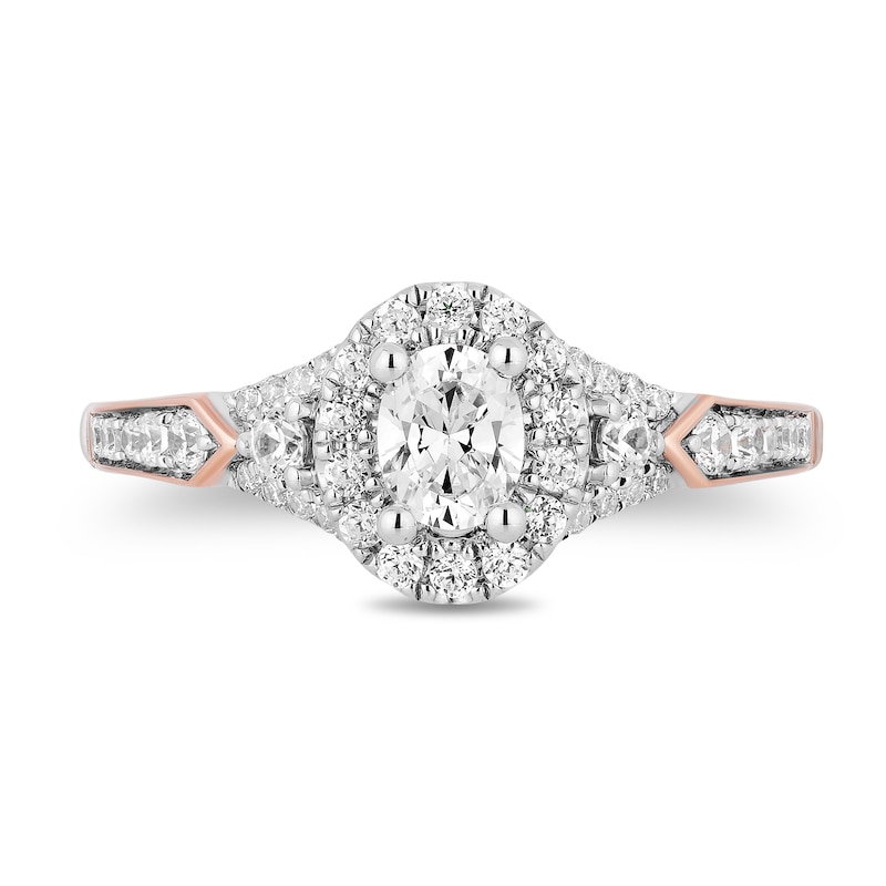 Main Image 4 of Enchanted Disney Aurora 7/8 CT. T.W. Oval Diamond Frame Engagement Ring in 14K Two-Tone Gold