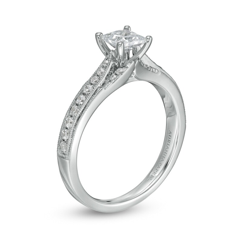 Adrianna Papell 3/4 CT. T.W. Certified Princess-Cut Diamond Engagement Ring in 14K White Gold (I/I1)