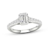 Thumbnail Image 0 of Trouvaille Collection 1-1/3 CT. T.W. DeBeers®-Graded Emerald-Cut Diamond Frame Engagement Ring in Platinum (F/SI2)
