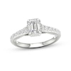 Thumbnail Image 1 of Trouvaille Collection 1-1/3 CT. T.W. DeBeers®-Graded Emerald-Cut Diamond Frame Engagement Ring in Platinum (F/SI2)
