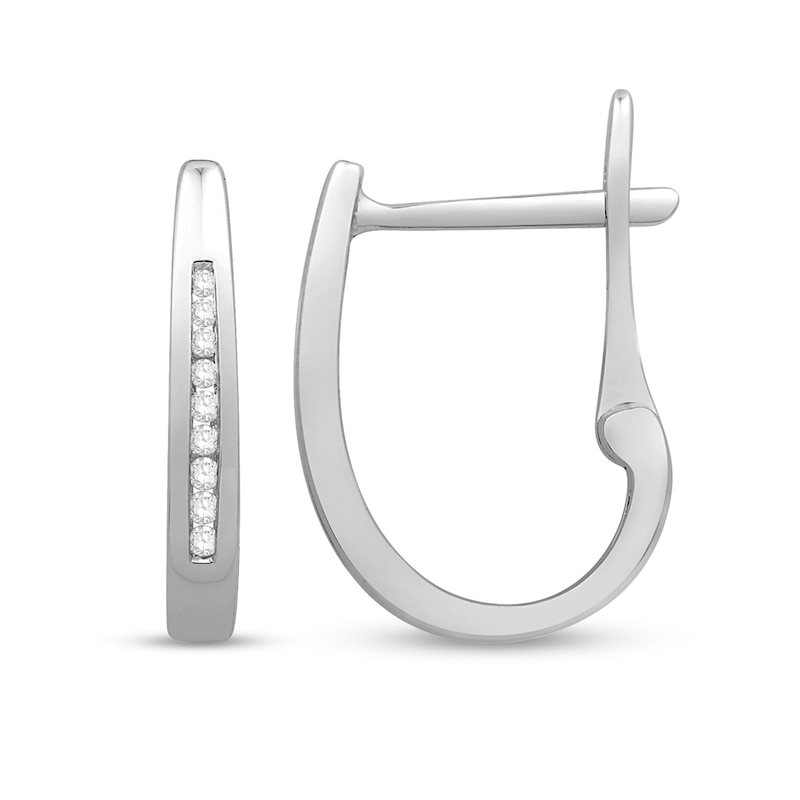1/10 CT. T.W. Diamond Channel Hoop Earrings in 10K White Gold