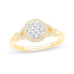 1/3 CT. T.W. Composite Diamond Frame Twist Shank Engagement Ring in 10K Two-Tone Gold