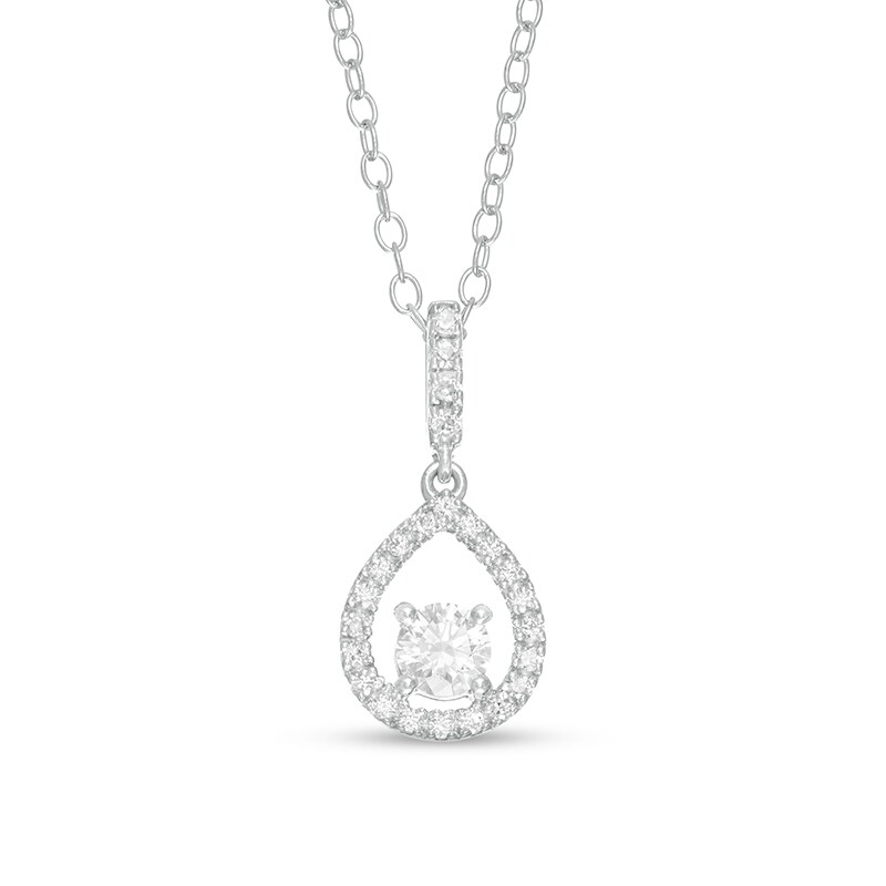 Main Image 1 of 1/3 CT. T.W. Diamond Teardrop Outline Frame Pendant in 10K White Gold