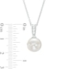 Thumbnail Image 2 of EFFY™ Collection 10.0mm Cultured Freshwater Pearl and 1/15 CT. T.W. Baguette Diamond Drop Pendant in 14K White Gold