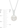 Thumbnail Image 3 of EFFY™ Collection 10.0mm Freshwater Cultured Pearl and 1/15 CT. T.W. Baguette Diamond Drop Pendant in 14K White Gold