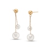 EFFY™ Collection Cultured Freshwater Pearl Graduated Duo Chain Dangle Double Drop Earrings in 14K Gold