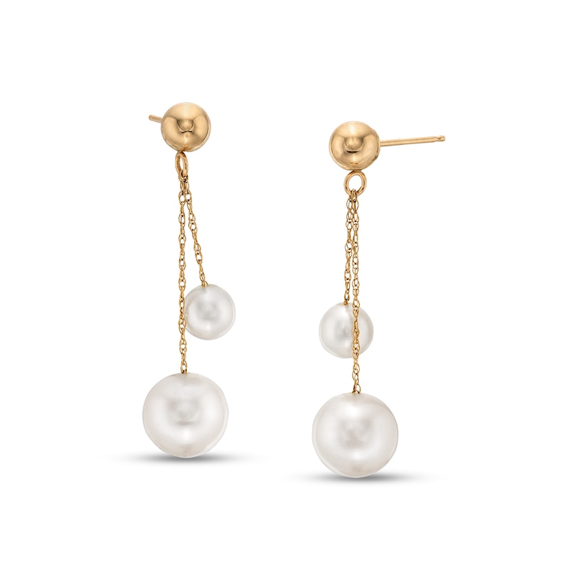 Double Take Pearl Drop Earrings in 14k Gold