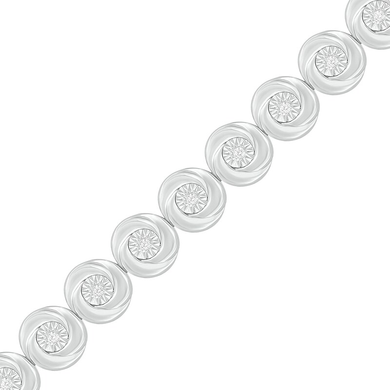 Main Image 1 of 1/10 CT. T.W. Diamond Tennis Bracelet in Sterling Silver - 7.5"
