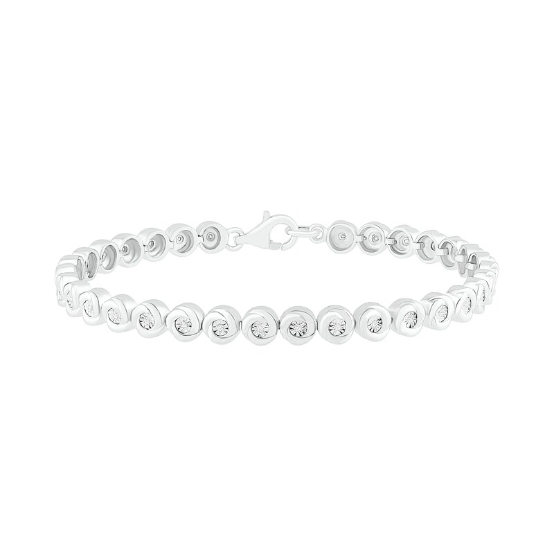 Main Image 2 of 1/10 CT. T.W. Diamond Tennis Bracelet in Sterling Silver - 7.5"