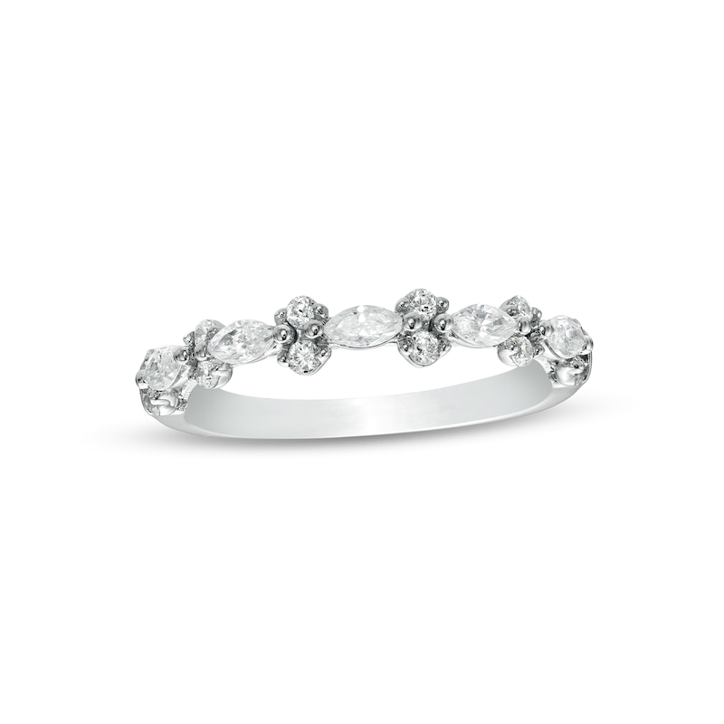 Main Image 1 of 1/2 CT. T.W. Marquise and Round Diamond Sideways Alternating Band in 14K White Gold