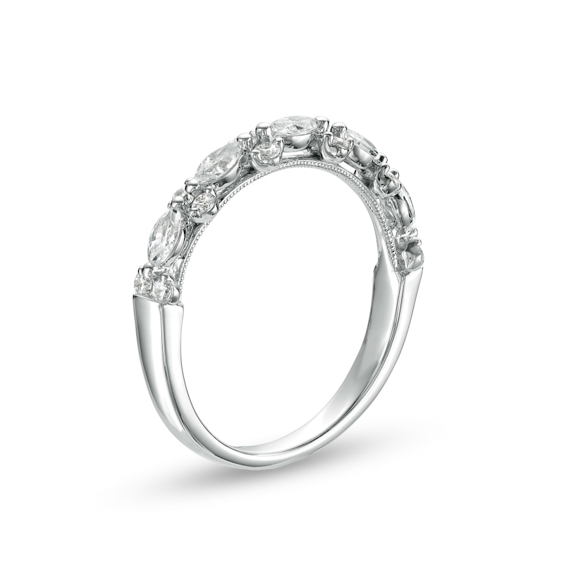 1/2 CT. T.W. Marquise and Round Diamond Sideways Alternating Band in 14K White Gold