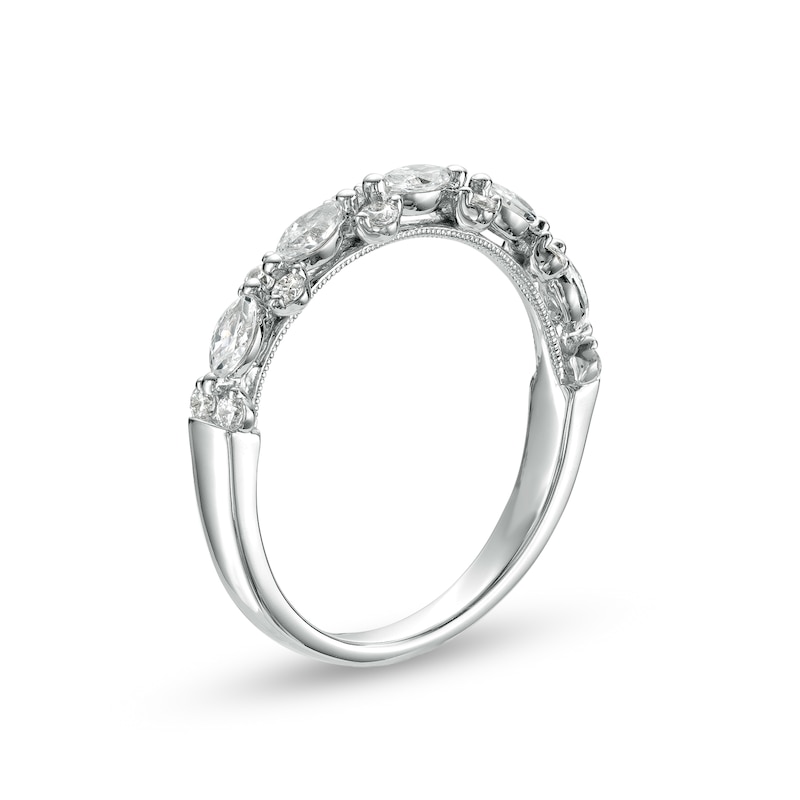 Main Image 3 of 1/2 CT. T.W. Marquise and Round Diamond Sideways Alternating Band in 14K White Gold