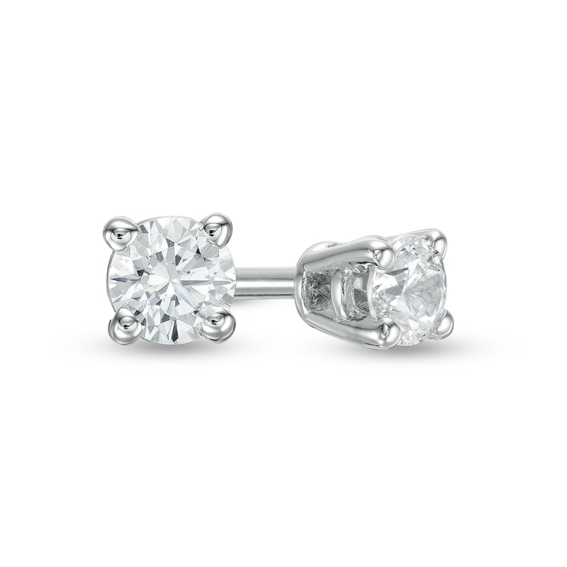 Main Image 1 of 1/10 CT. T.W. Diamond Solitaire Stud Earrings in 14K White Gold (J/I2)