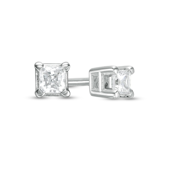 1/10 CT. T.W. Princess-Cut Diamond Solitaire Stud Earrings in 14K White Gold (J/I2) 1/10 CT. T.W. Princess-Cut Diamond Solitaire Stud Earrings in 14K White Gold (J/I2)
