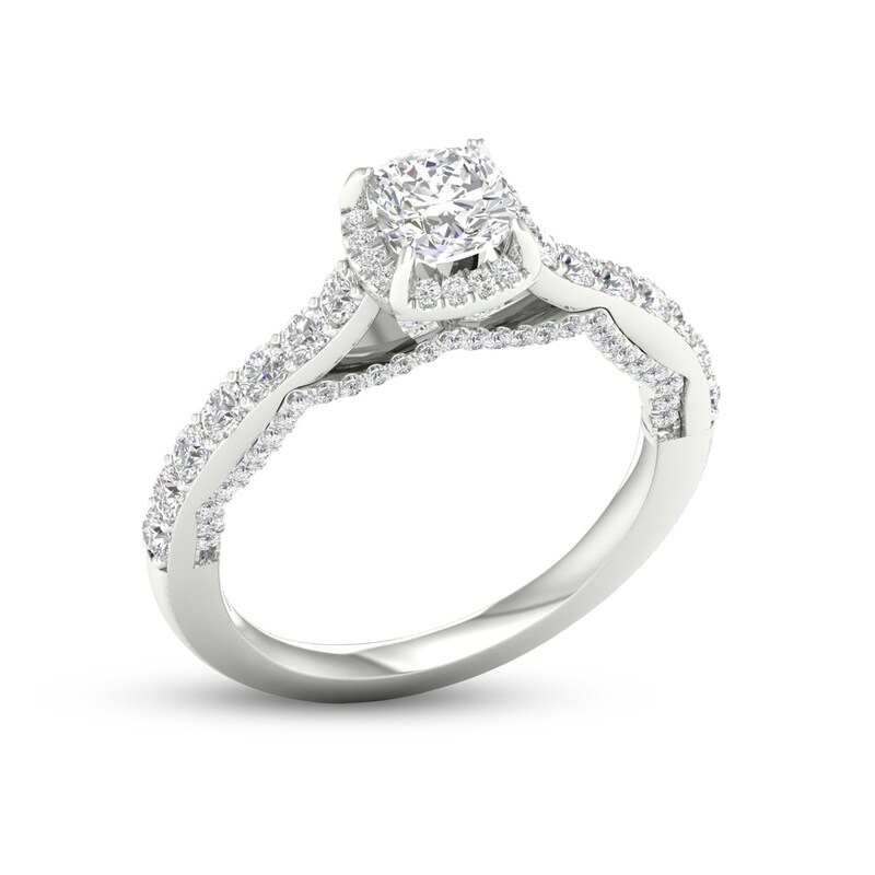 Main Image 3 of Trouvaille Collection 1-1/4 CT. T.W. DeBeers®-Graded Diamond Frame Engagement Ring in Platinum (F/I1)