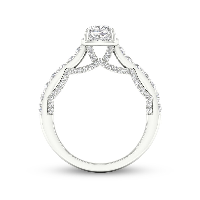 Main Image 4 of Trouvaille Collection 1-1/4 CT. T.W. DeBeers®-Graded Diamond Frame Engagement Ring in Platinum (F/I1)
