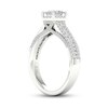 Thumbnail Image 1 of Trouvaille Collection 1-1/4 CT. T.W. DeBeers®-Graded Princess-Cut Diamond Edge Engagement Ring in Platinum (F/I1)