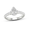 Thumbnail Image 0 of Trouvaille Collection 1-3/8 CT. T.W. DeBeers®-Graded Pear-Shaped Diamond Frame Engagement Ring in Platinum (F/SI2)