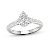 Thumbnail Image 1 of Trouvaille Collection 1-3/8 CT. T.W. DeBeers®-Graded Pear-Shaped Diamond Frame Engagement Ring in Platinum (F/SI2)