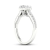 Thumbnail Image 1 of Trouvaille Collection 1-3/8 CT. T.W. DeBeers®-Graded Pear-Shaped Diamond Frame Engagement Ring in Platinum (F/SI2)