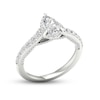 Thumbnail Image 3 of Trouvaille Collection 1-3/8 CT. T.W. DeBeers®-Graded Pear-Shaped Diamond Frame Engagement Ring in Platinum (F/SI2)