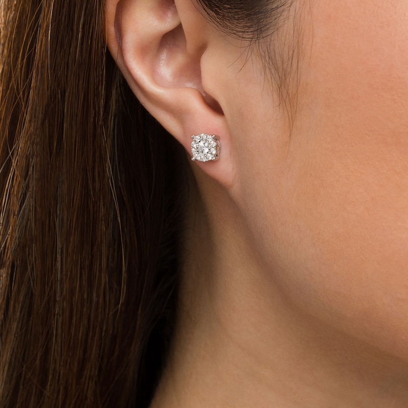 1/2 CT. T.W. Diamond Frame Stud Earrings in 10K White Gold