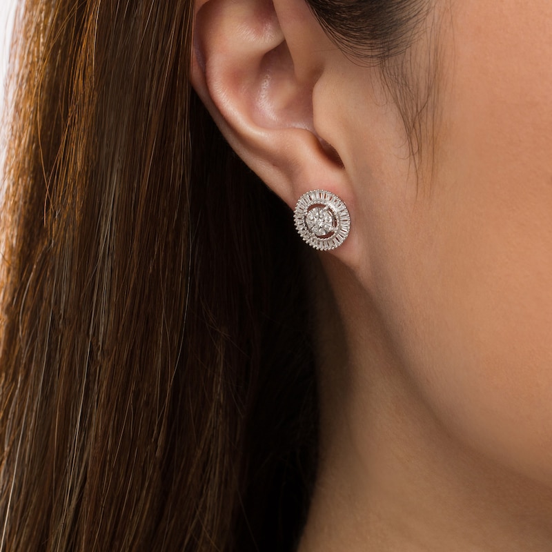 1/2 CT. T.W. Multi-Diamond Frame Stud Earrings in 10K White Gold