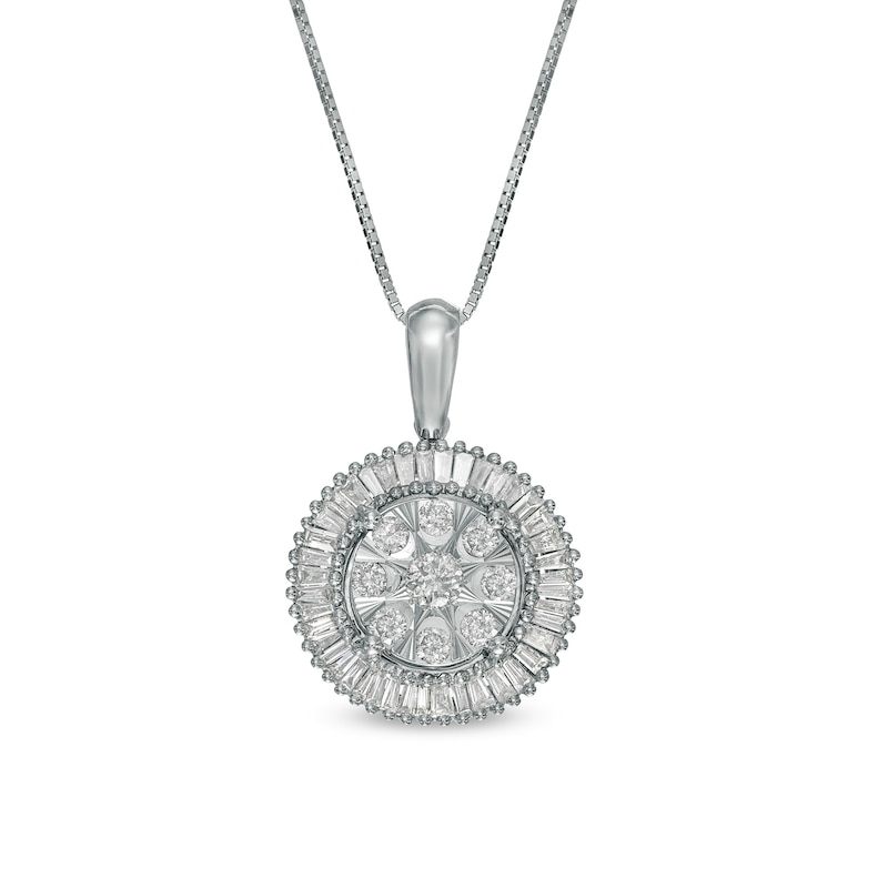 1/2 CT. T.W. Multi-Diamond Frame Pendant in 10K White Gold