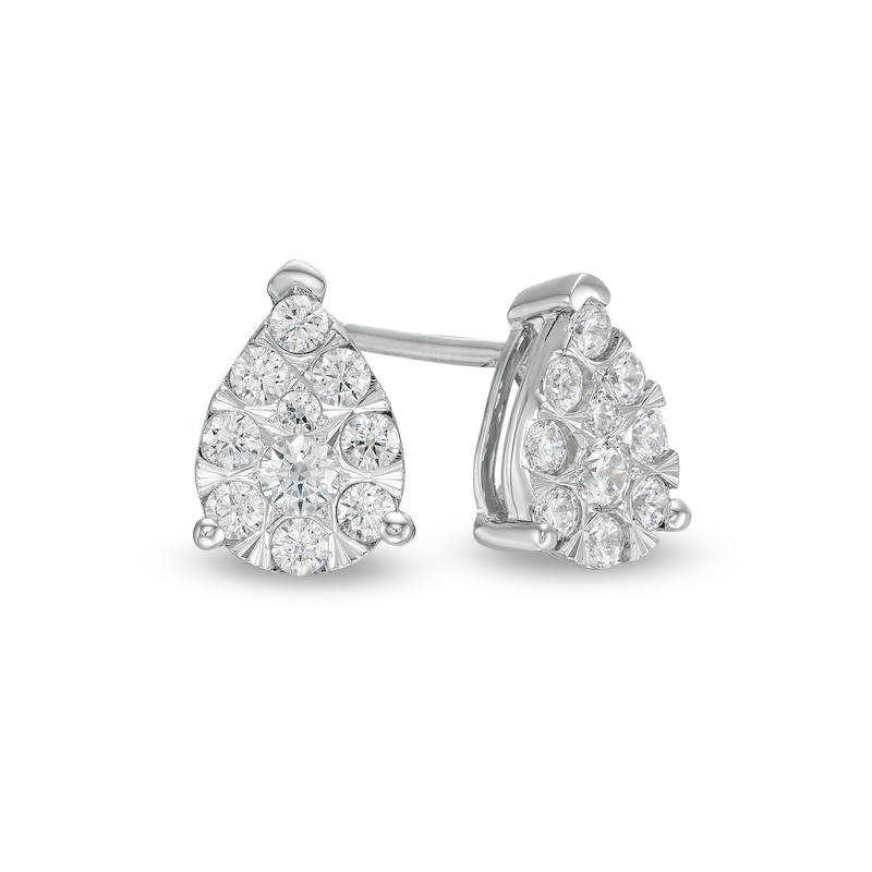 Main Image 1 of 1/2 CT. T.W. Composite Pear-Shaped Diamond Stud Earrings in 10K White Gold