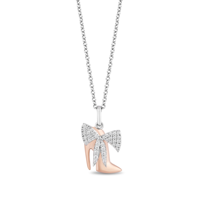Enchanted Disney Villains Cruella De Vil 1/6 CT. T.W. Diamond Shoe Pendant in Sterling Silver and 10K Rose Gold - 19"