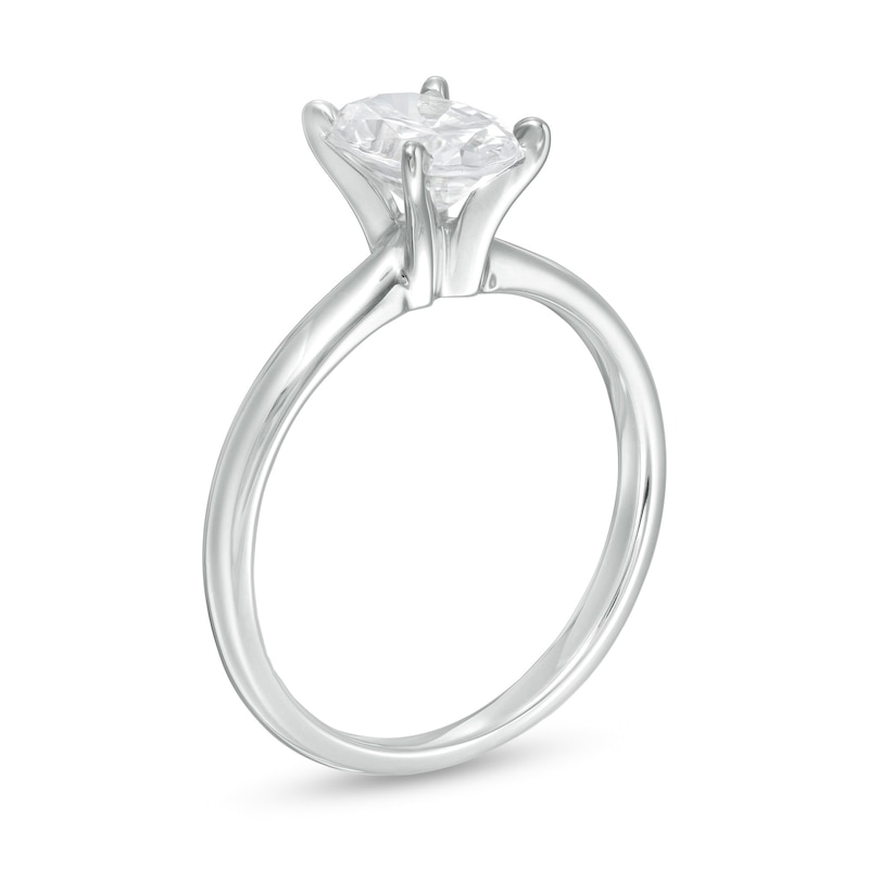 Main Image 3 of 1 CT. T.W. Certified Oval Diamond Solitaire Engagement Ring in 14K White Gold (I/I2)