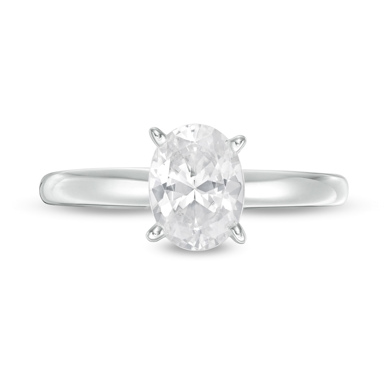 Main Image 4 of 1 CT. T.W. Certified Oval Diamond Solitaire Engagement Ring in 14K White Gold (I/I2)