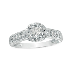 1/10 CT. T.W. Multi-Diamond Frame Promise Ring in Sterling Silver