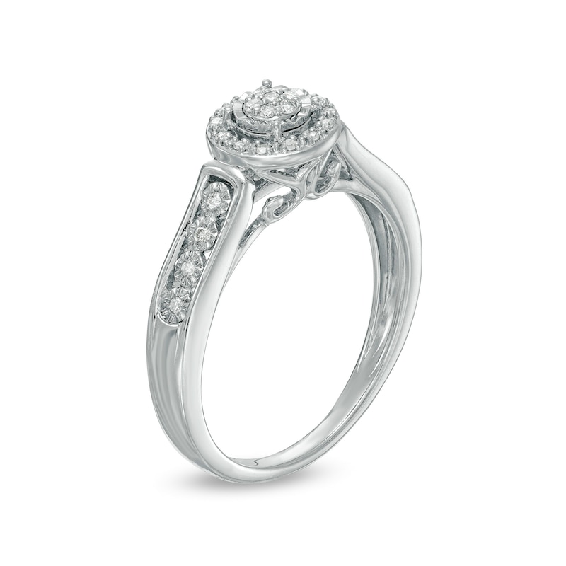 Main Image 3 of 1/10 CT. T.W. Multi-Diamond Frame Promise Ring in Sterling Silver